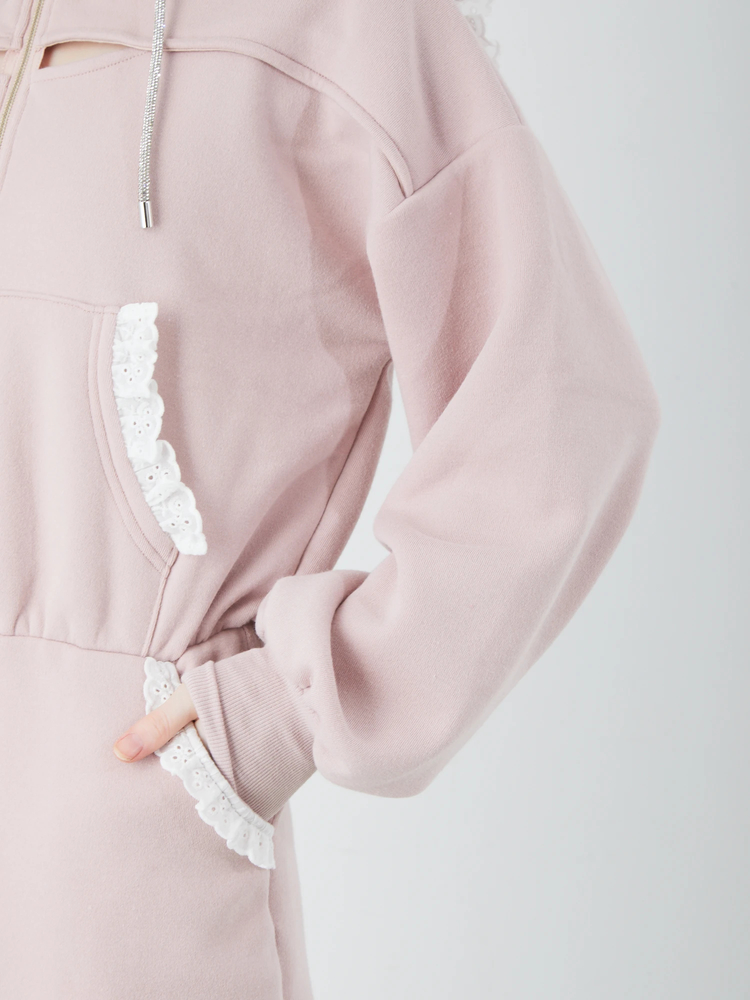 SinceThenキュート ラッフル Aライン ワンピース ショート PINK SinceThenキュート ラッフル Aライン ワンピース ショート PINK
