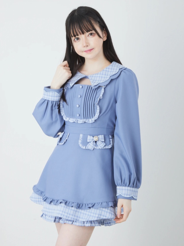 スカラップ衿チェックコンビネゾン - Ank Rouge(アンクルージュ)の  