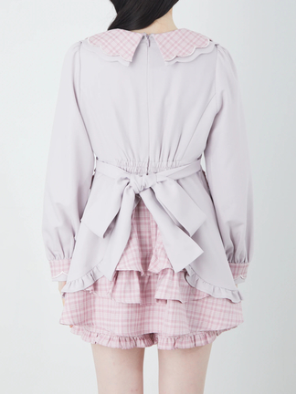 アンクルージュ Ank Rouge スカラップ衿チェックコンビネゾン ワンピース スカラップ衿チェックコンビネゾン - Ank Rouge(アンクルージュ