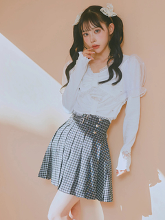 チェックプリーツスカパン