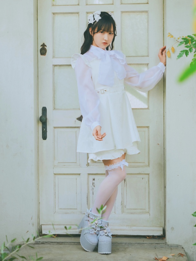 Ank Rouge コンビネゾン風ジャガードワンピース サックス 