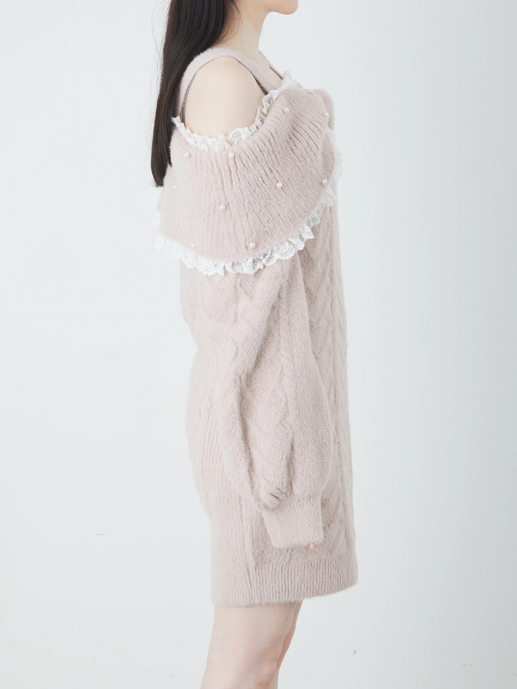amerge アメルジュ feather foodie tops×ribbon onepiece