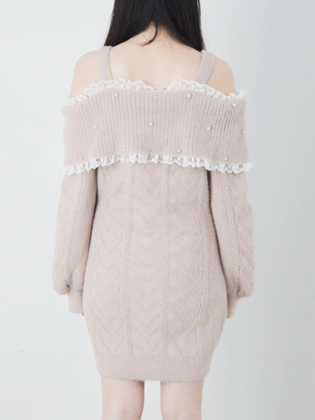 フェザーリボンニットオフショルワンピース - Ank Rouge(アン  