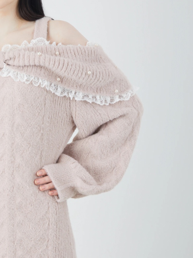 フェザーリボンニットオフショルワンピース - Ank Rouge(アン  