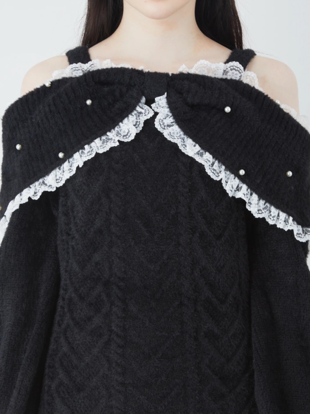 フェザーリボンニットオフショルワンピース - Ank Rouge(アン  