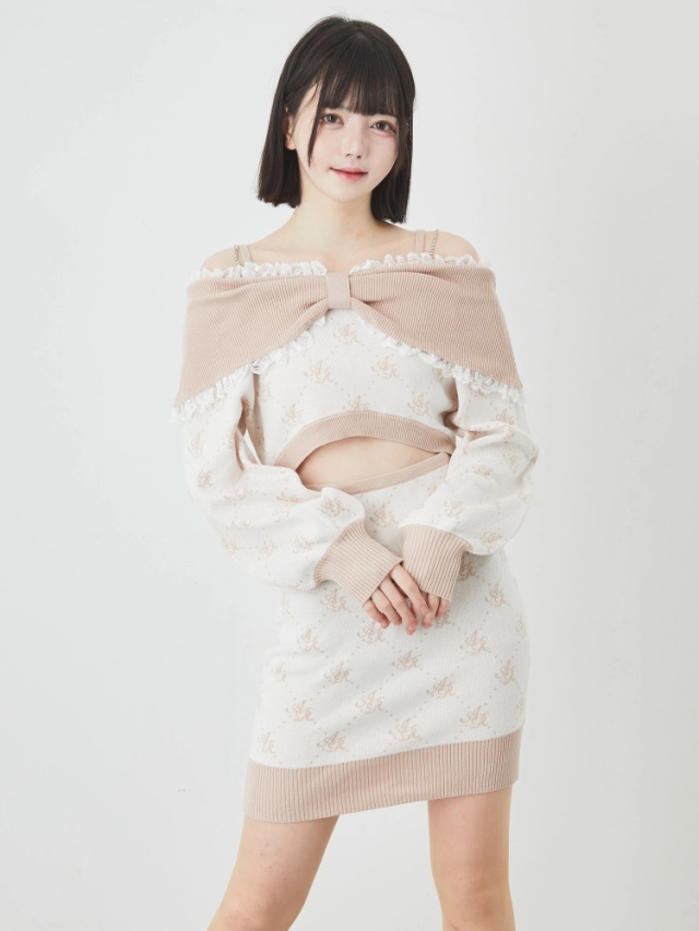 フロント開きモノグラムワンピース - Ank Rouge(アンクルージュ)の  