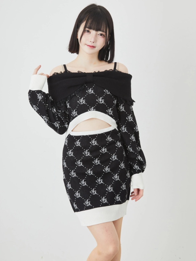 フロント開きモノグラムワンピース - Ank Rouge(アンクルージュ)の  