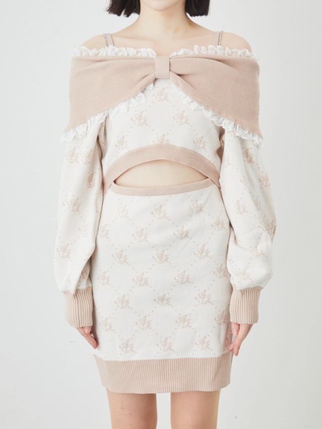 フロント開きモノグラムワンピース - Ank Rouge(アンクルージュ)の  