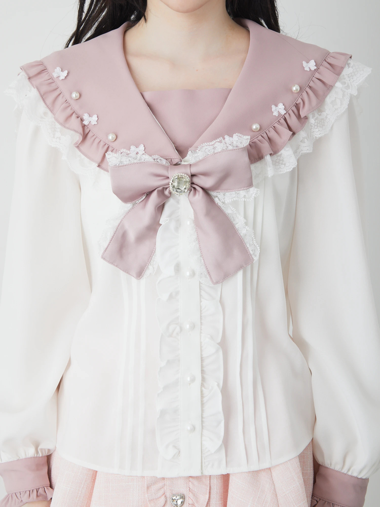 【B.C STOCK】セーラーカラー ブラウス　ピンクベージュ秋 B.C STOCK】セーラーカラー ブラウス ピンクベージュ秋 - メルカリ