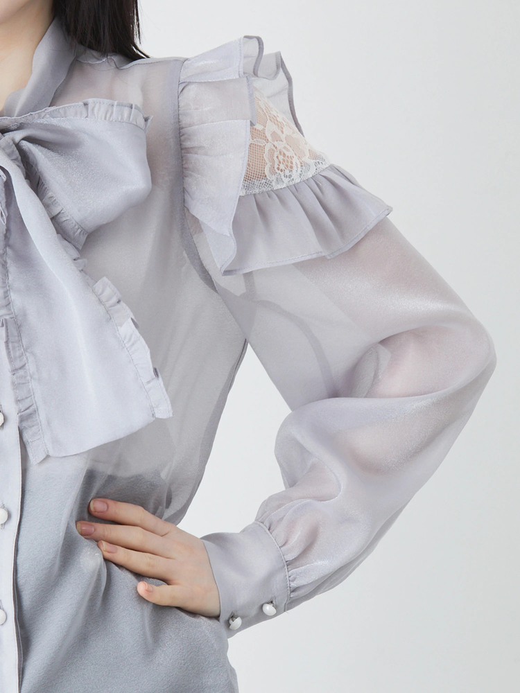 肩あきリボンタイブラウス - Ank Rouge(アンクルージュ)のシャツ