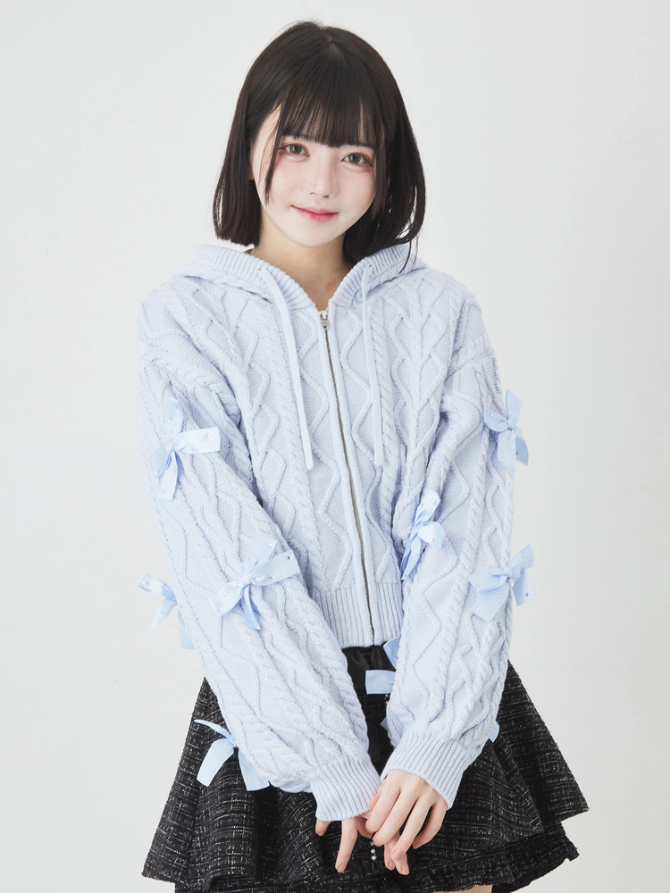 Ank Rouge おそでリボンニットパーカー ピンク おそでリボンニットパーカー - Ank Rouge(アンクルージュ)の