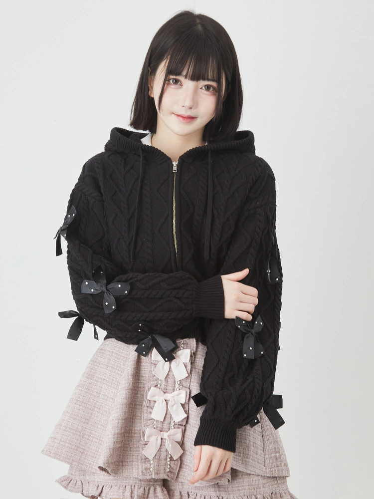 ank rouge アンクルージュ リボン パーカー リボン付きフリルパーカー - Ank Rouge(アンクルージュ)のパーカ