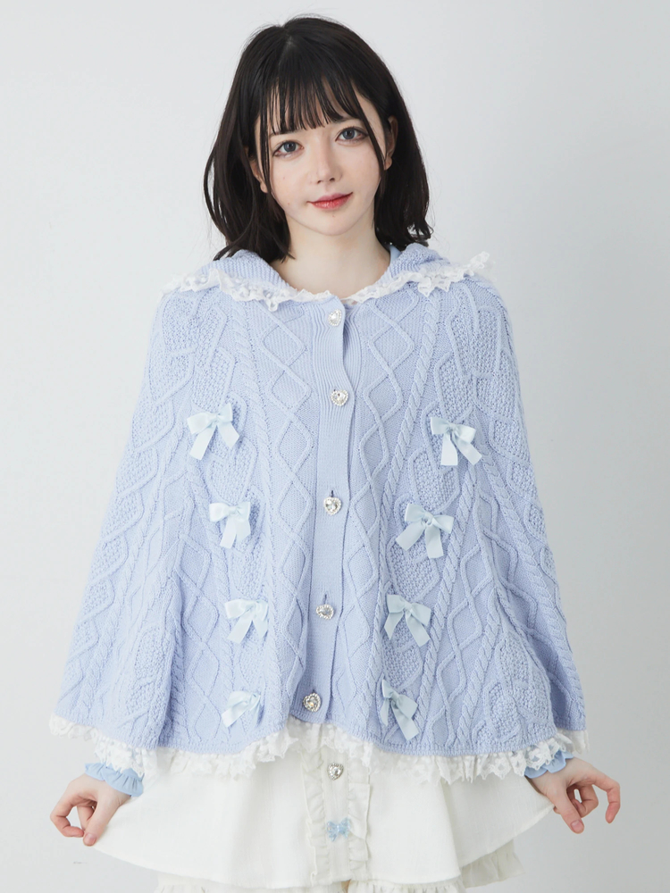 特価商品  プチリボンケーブルニットポンチョ - Ank Rouge(アンクルージュ トップス