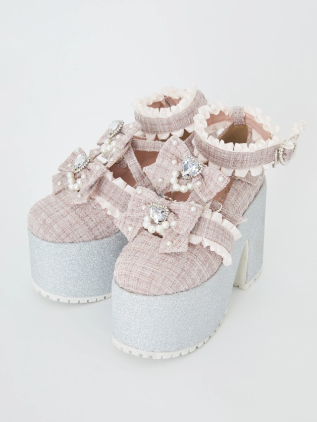 ツイード厚底シューズ - Ank Rouge(アンクルージュ)のパンプス  