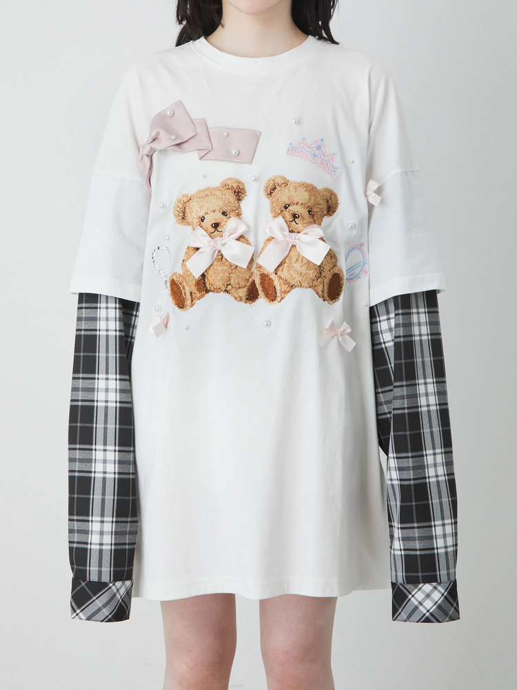 Ank Rouge くまちゃんリボンロンT くまちゃんリボンロンTe - Ank Rouge(アンクルージュ)のTシャツ