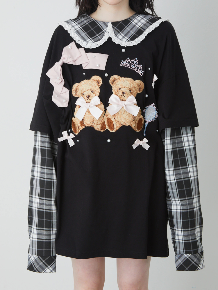 くまちゃんリボンロンTe - Ank Rouge(アンクルージュ)のTシャツ
