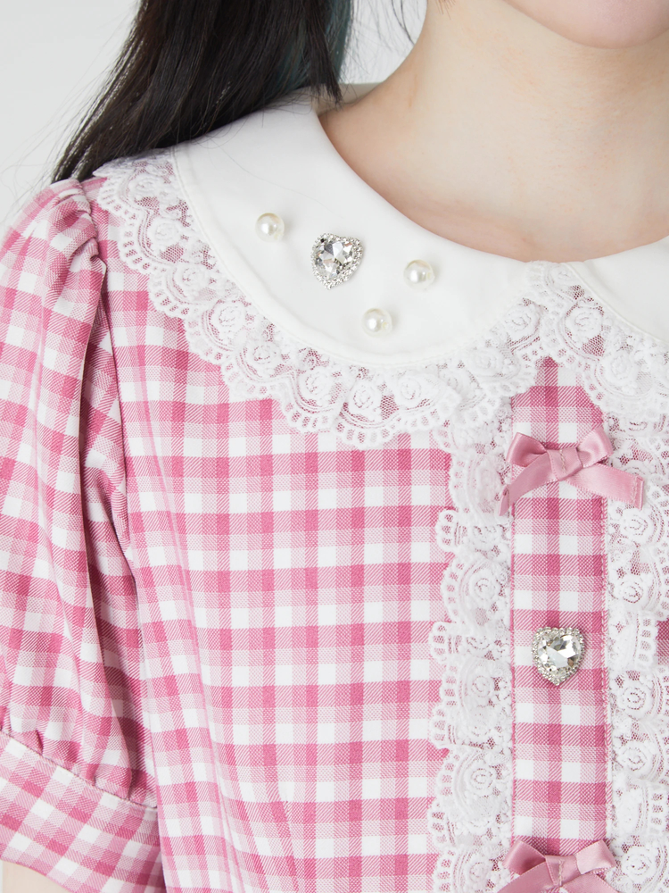 リボンチェックコンビネゾン - Ank Rouge(アンクルージュ)のワンピース