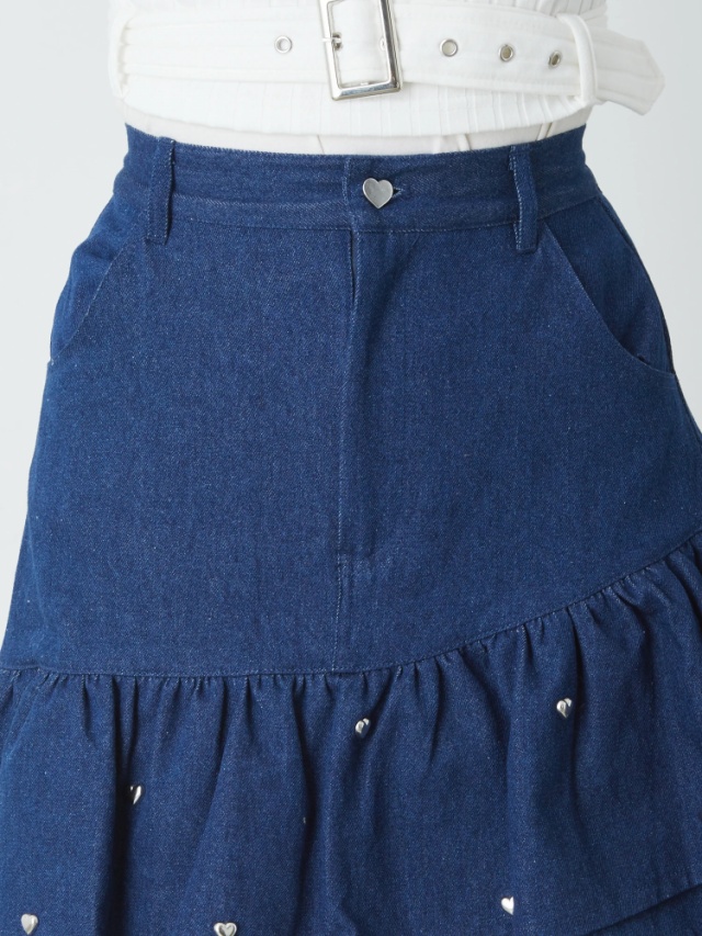 ハートスタッズデニムスカート - Ank Rouge(アンクルージュ)のデニム  