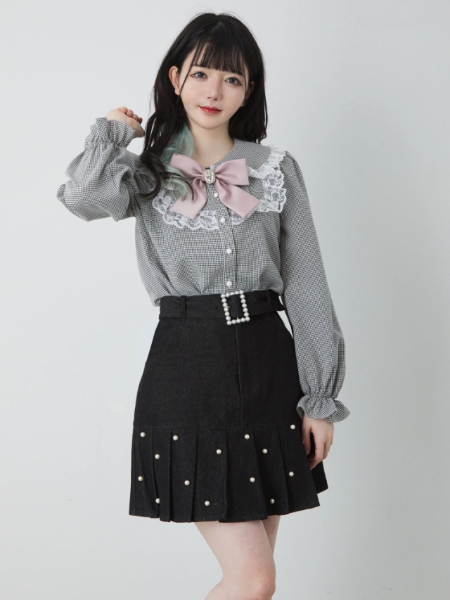 パールプリーツデニムスカート - Ank Rouge(アンクルージュ)のデニム  