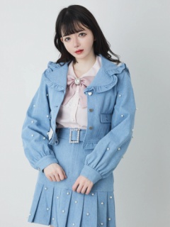 お袖パールデニムジャケット