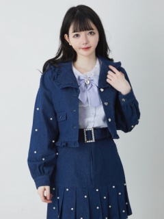 お袖パールデニムジャケット