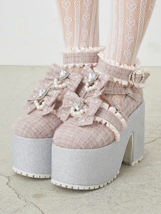 Ank Rougeピンクツイード厚底 Ank Rougeピンクツイード厚底