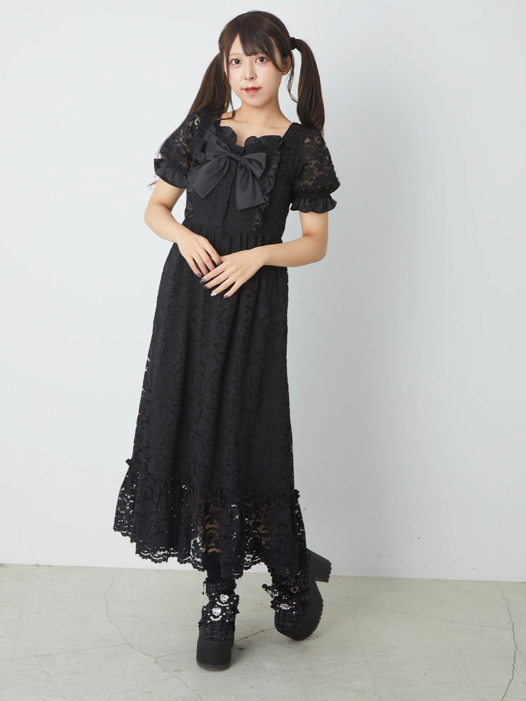 ARMANI フリルリボンロングワンピース　38 レースリボンロングワンピース - Ank Rouge(アンクルージュ)の