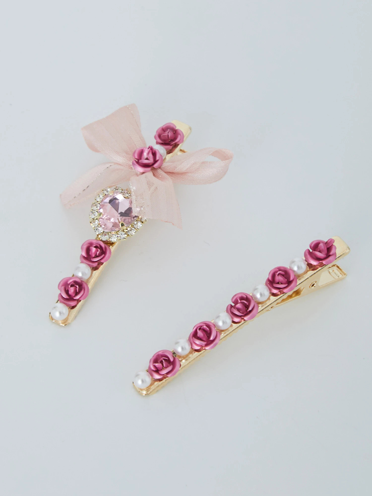 リボンローズクリップSet - Ank Rouge(アンクルージュ)のヘッドアクセ 