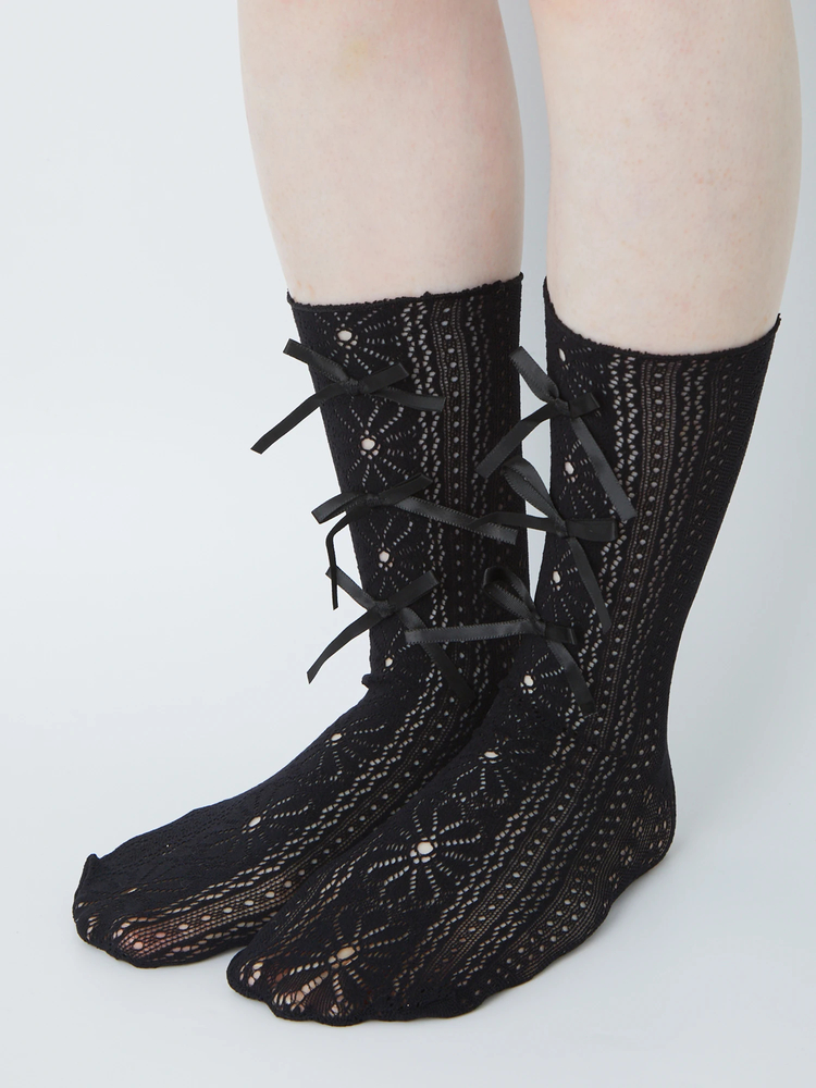 レース編みリボンソックス - Ank Rouge(アンクルージュ)のソックス