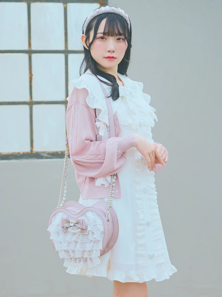 Ank Rouge レース ハート型 ショルダーバッグ ピンク レースティアードハートBag - Ank Rouge(アンクルージュ)の