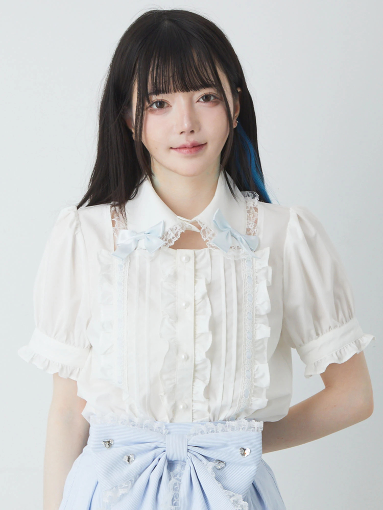 リボン丸衿フリルブラウス - Ank Rouge(アンクルージュ)のシャツ