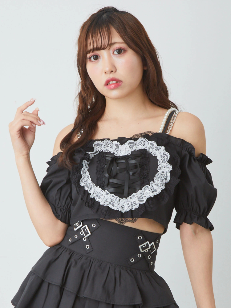 ハートくりぬきパフTOPS - Ank Rouge(アンクルージュ)のTシャツ
