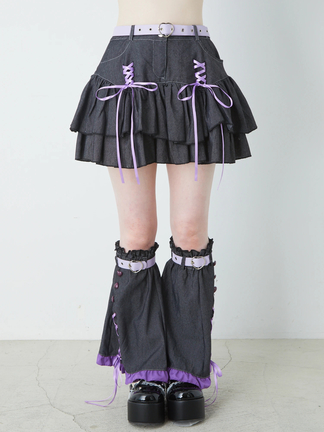 120-170] レッグウォーマー付きデニムスカート 25ss005 ❤︎お