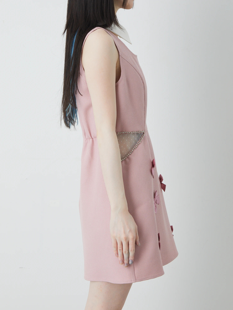 新品タグ付き　完売品　Narcissusチュールクロスワンピース　ピンク ウエストチュールお姉さんノースリワンピース - Ank Rouge(アン