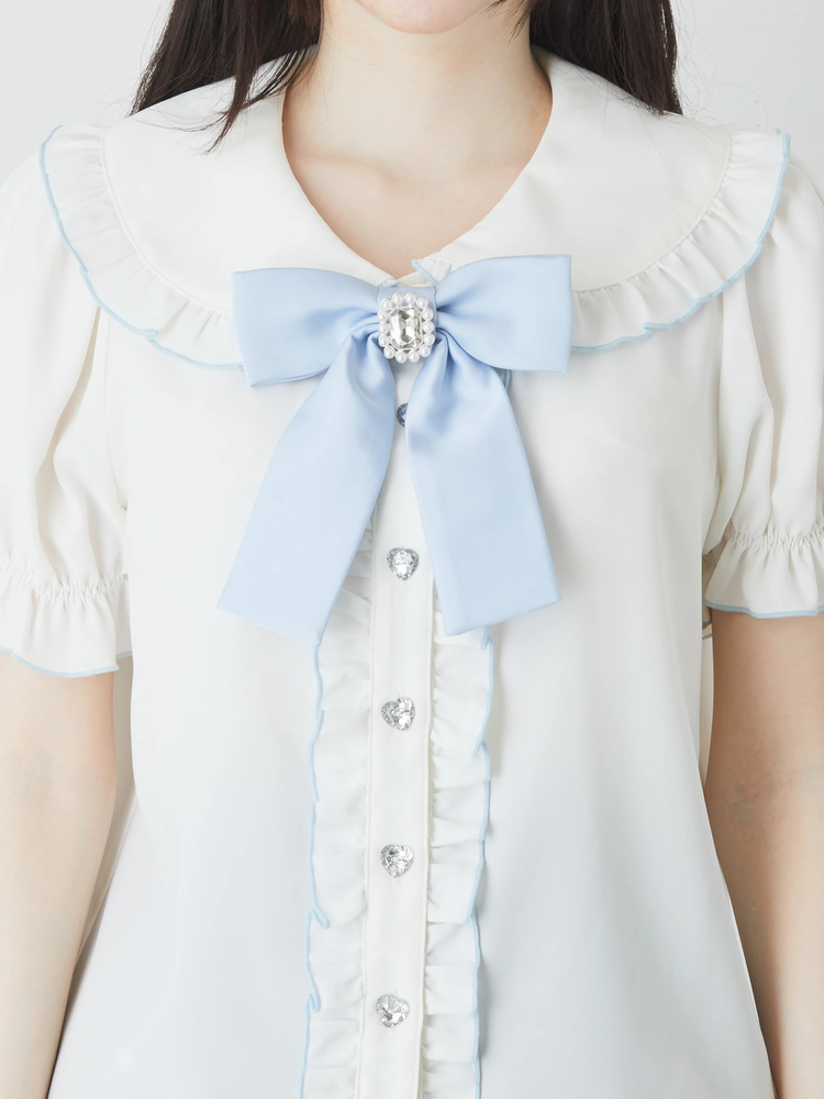 サテンリボン丸えりブラウス - Ank Rouge(アンクルージュ)のシャツ