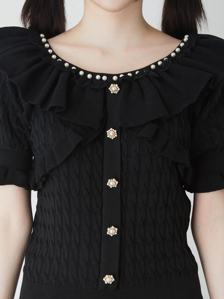 アンクルージュ カットソー トップス ブラック 半袖 黒 半袖カットソー ゴシックショートTOPS - Ank Rouge(アンクルージュ)のTシャツ