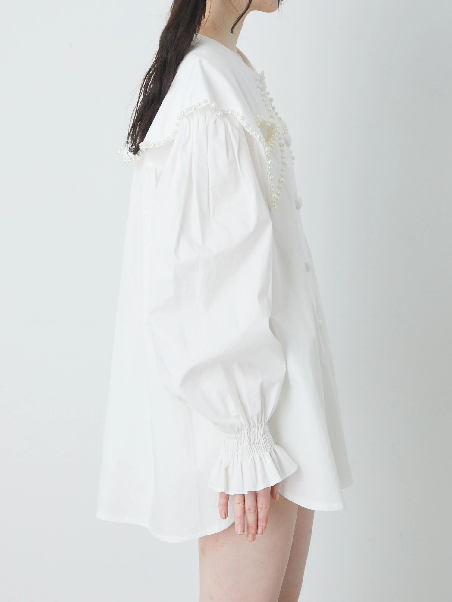 USAGI ONLINE限定】【Keep clean】バイカラーリボンブラウス