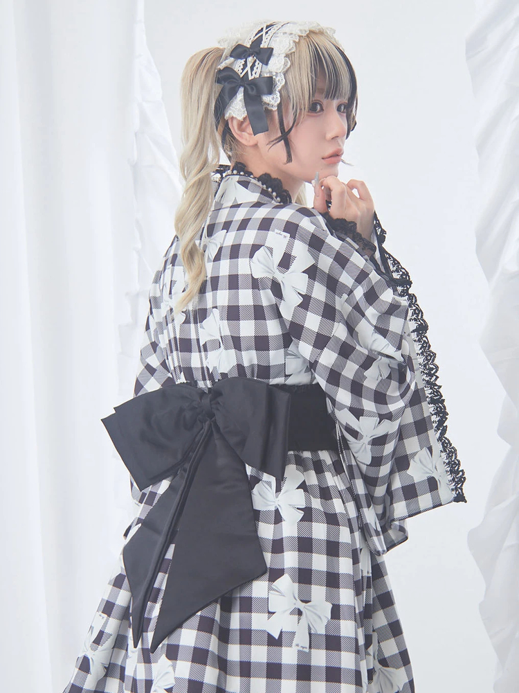Bemqinギンガムリボン浴衣ワンピース - Ank Rouge(アン