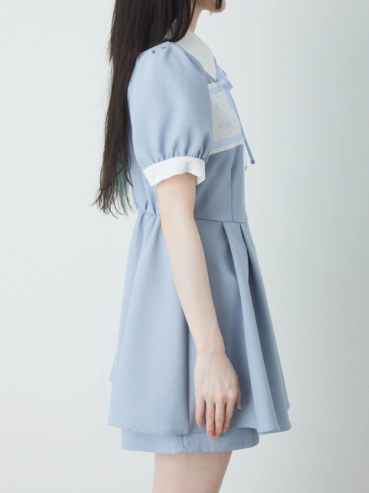 アンクルージュ Ank Rouge スカラップ衿チェックコンビネゾン ワンピース スカラップ衿チェックコンビネゾン - Ank Rouge(アンクルージュ