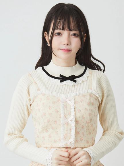 小花柄リボンビスチェ(アイボリー)