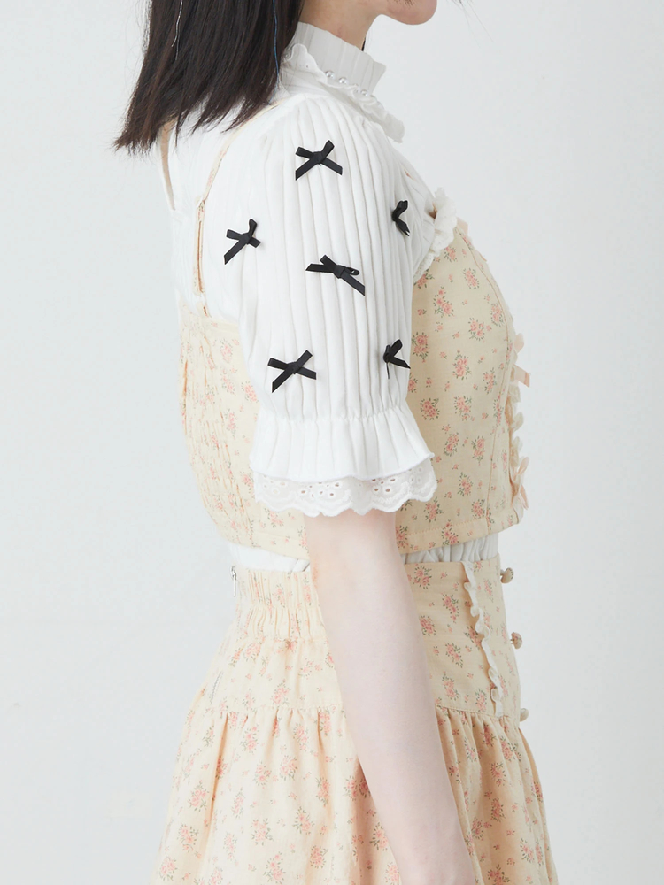 アキアカネフリルリボン花柄ポーチ 小花柄リボンビスチェ - Ank Rouge(アンクルージュ)のTシャツ