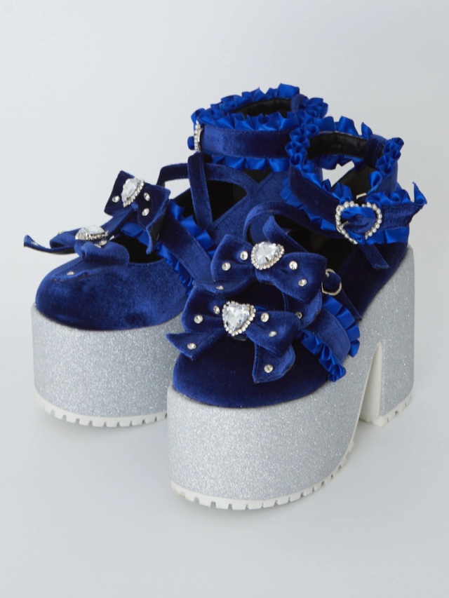 キラキラビジューベロアリボン厚底シューズ - Ank Rouge(アン  