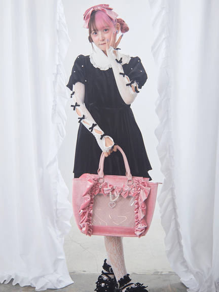 確定ファンサのおまじないベロアBag(大)(ホワイト)