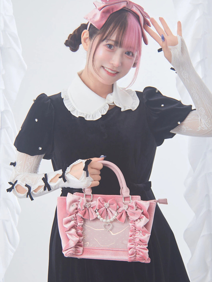 確定ファンサのおまじないベロアBag(小)(ホワイト)