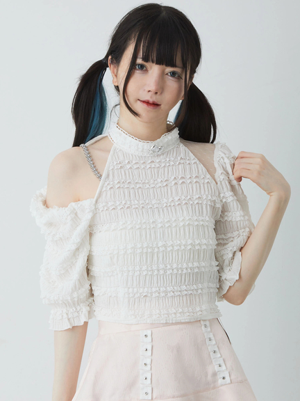 ワンショルレースTOPS(ホワイト)