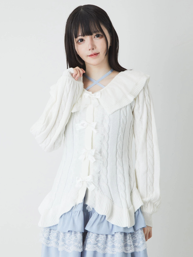 フリルリボンチュニックカーデ - Ank Rouge(アンクルージュ)のカーデ