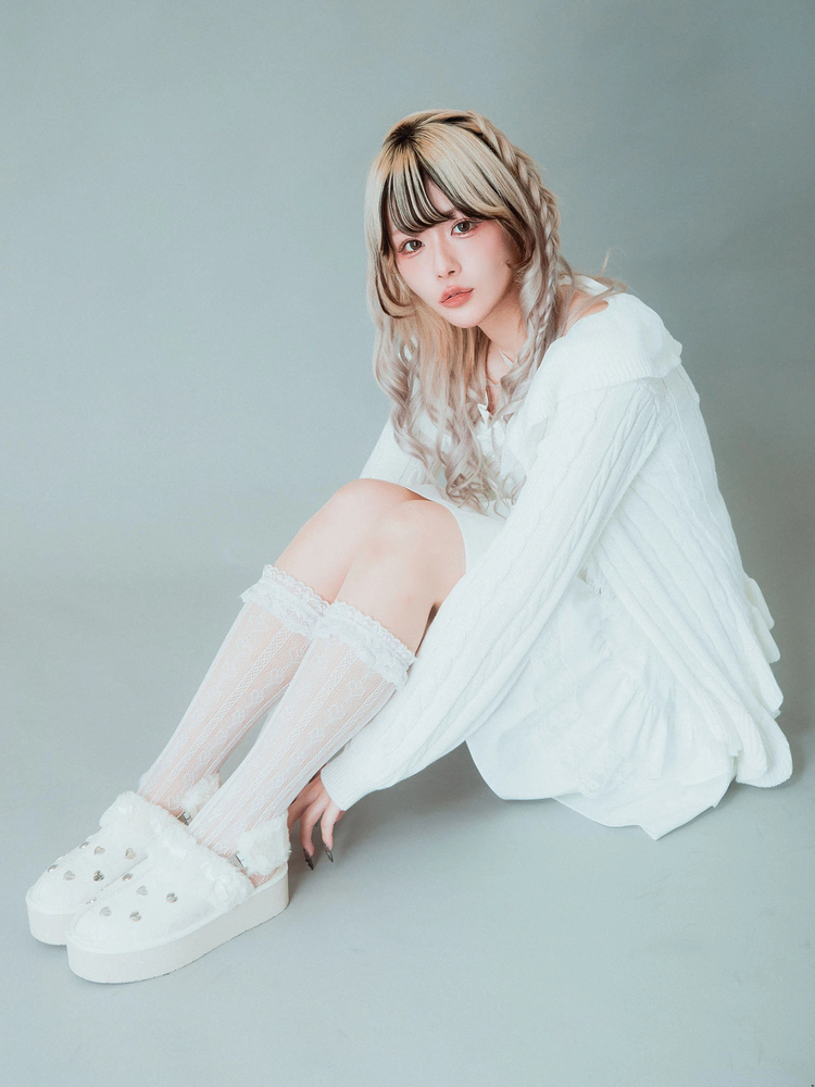 ハートスタッズムートン厚底サンダル - Ank Rouge(アン