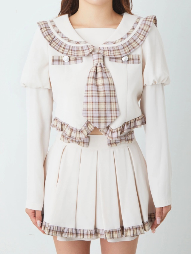 チェック配色パフTOPS - Ank Rouge(アンクルージュ)のシャツ・ブラウス  