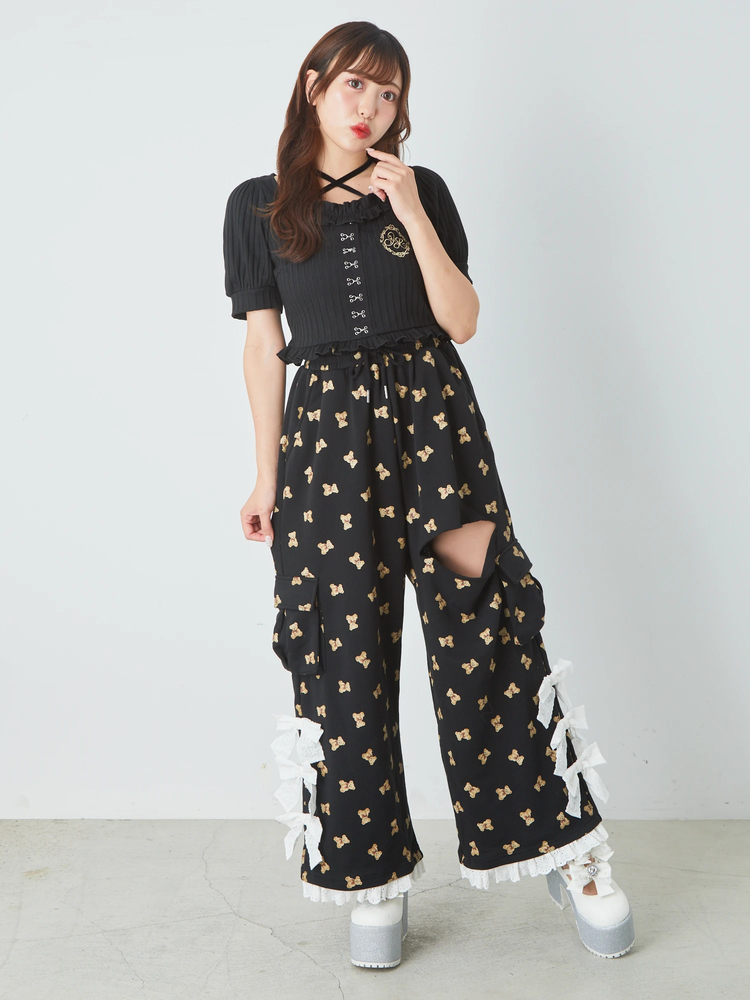 小花プリント裏毛パンツ - Ank Rouge(アンクルージュ)のパンツ