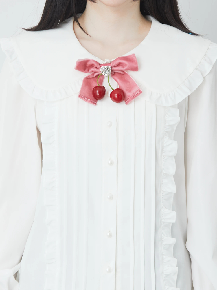 Ank Rouge - 新品未使用 Ank Rouge シアーリボンパフブラウス ブルー Ank Rouge - 新品未使用 Ank Rouge シアーリボンパフブラウス